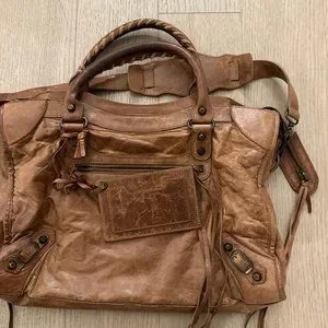 BALENCIAGA First Classic Studs Leather Bag in Brown